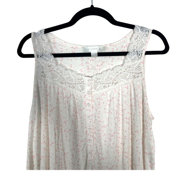 Eileen West Sleeveless Ballet Gown Pink Lace Floral Size Small - Picture 4 of 7